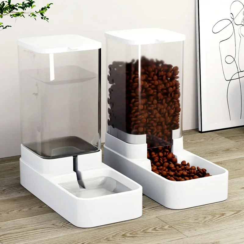 

1PC Dog Feeder Cat Water Dispenser Automatic Cat Feeder Dispenser Gravity Cat Feeder Food Storage Dispenser Container 3.3L/3.8L