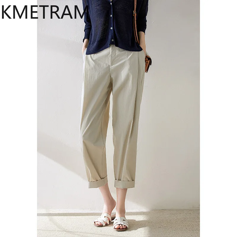 KMETRAM Korean Style Pants for Woman High Waist Straight Pants Casual Lightweight Summer Trousers 2026 Women Clothes ropa mujer