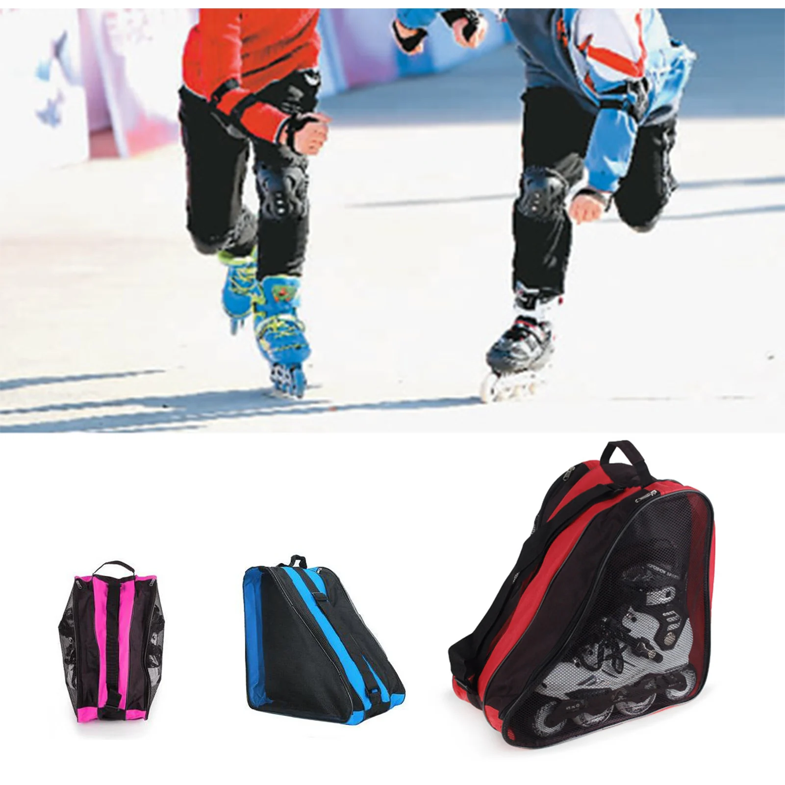 Bolsa de transporte para patines de hielo, Bolsa duradera y lisa con cierre de cremallera para patines de ruedas