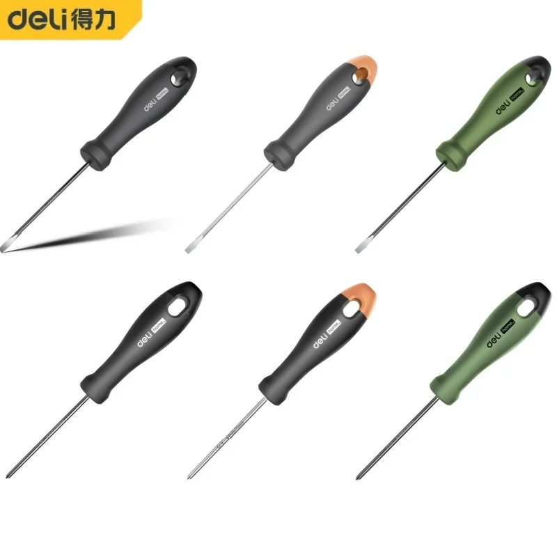 Deli High Carbon Steel Slotted/Phillips Screwdriver Household Repair Hand Tool Magnetic Screw Driver with Handle for Electrician