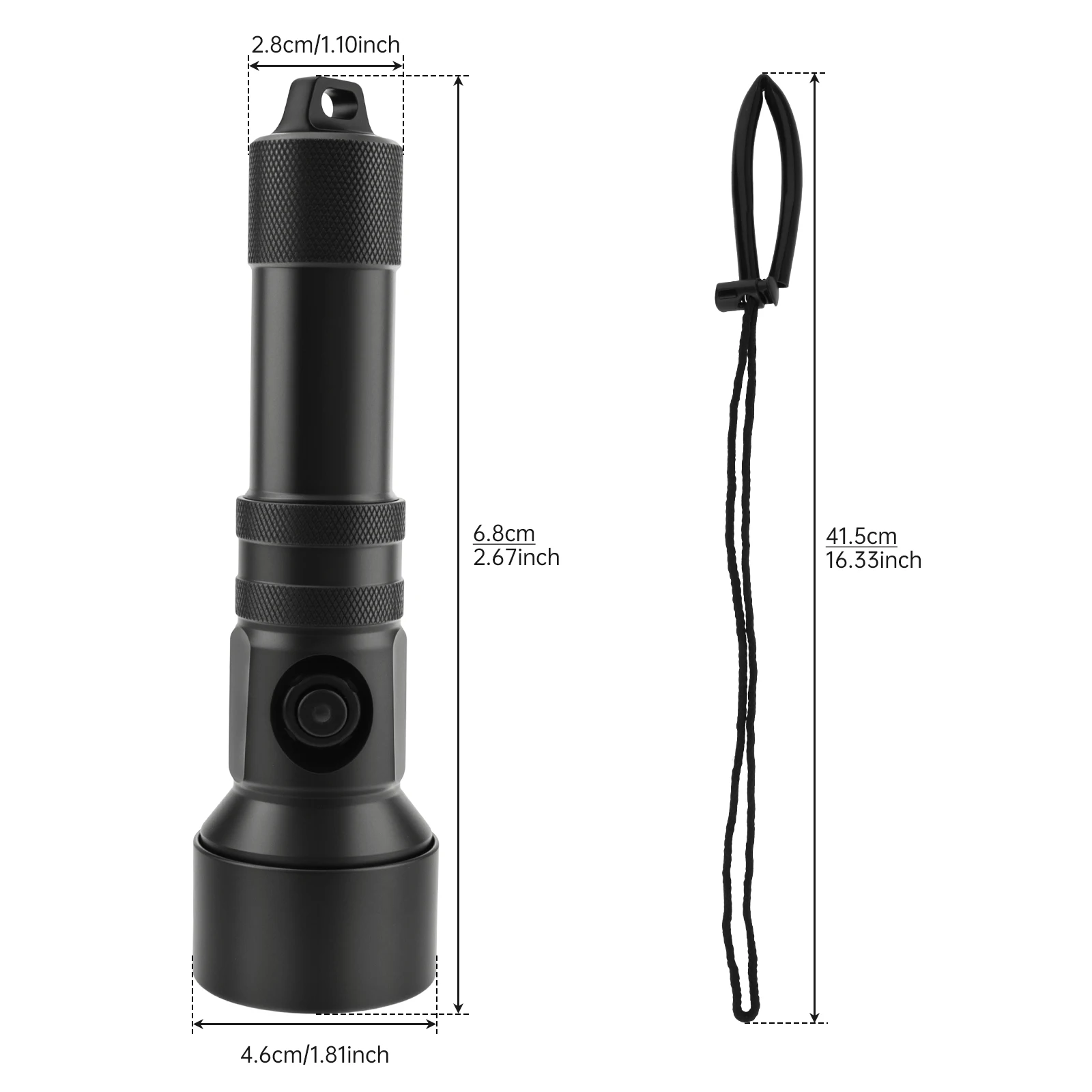 SecurityIng 2100 Lumens Underwater 150 Meters Diving Flashlight for Professional Diving with 4 Modes Light, 8 Degree Beam Angle