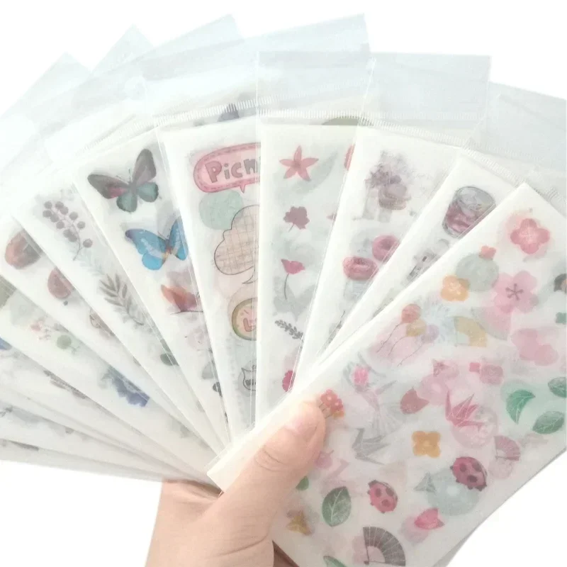 6 Blatt Washi-Papier-Aufkleber, kreative Scrapbooking-Aufkleber, Multi-Design für Journal-Dekor, Briefpapier-Set