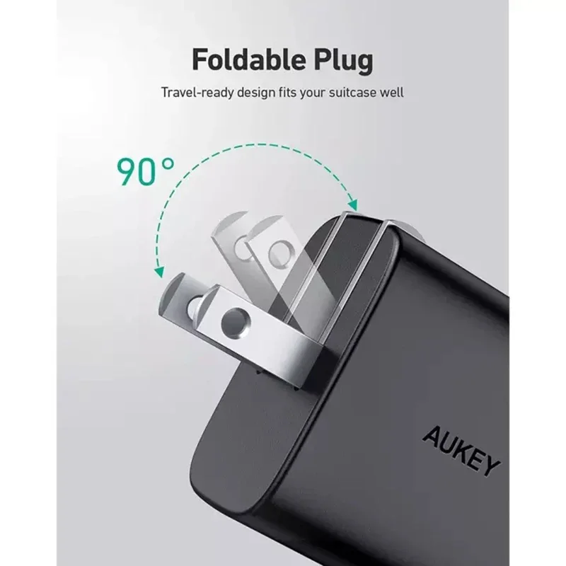 AUKEY PA-F1S سويفت 20 واط USB C شاحن سريع للهاتف طوي التوصيل وتسليم الطاقة 3.0 PD مهايئ شاحن USB C الجدار شاحن