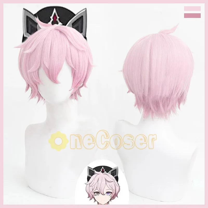 Dahlia Cosplay Wig Genshin Impact Pink Gradient Short Hair Vampire Heterochromia Fontaine Mondstadt Fiber Hair+Wig Cap