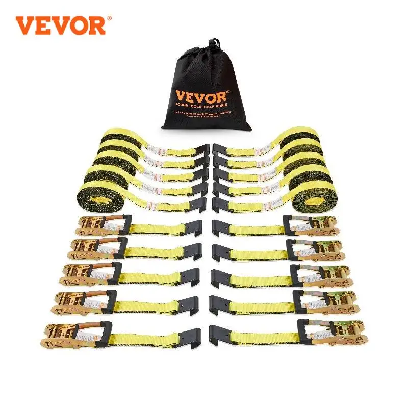 VEVOR 10pcs 10000Lbs Ratchet Tie Down Straps Ratchet with Heavy Duty Track Spring Fittings for Moving Securing Cargo Motorcycle