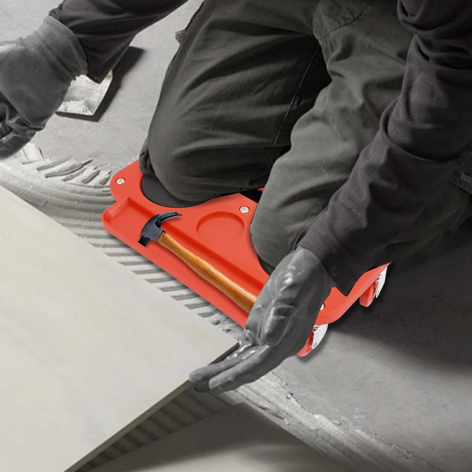 

Rolling Knee Pads Creeper W/ Wheels, Rolling Knee Dolly W/ Foam Cushioned Knee Cups for Auto Repair Flooring Garage