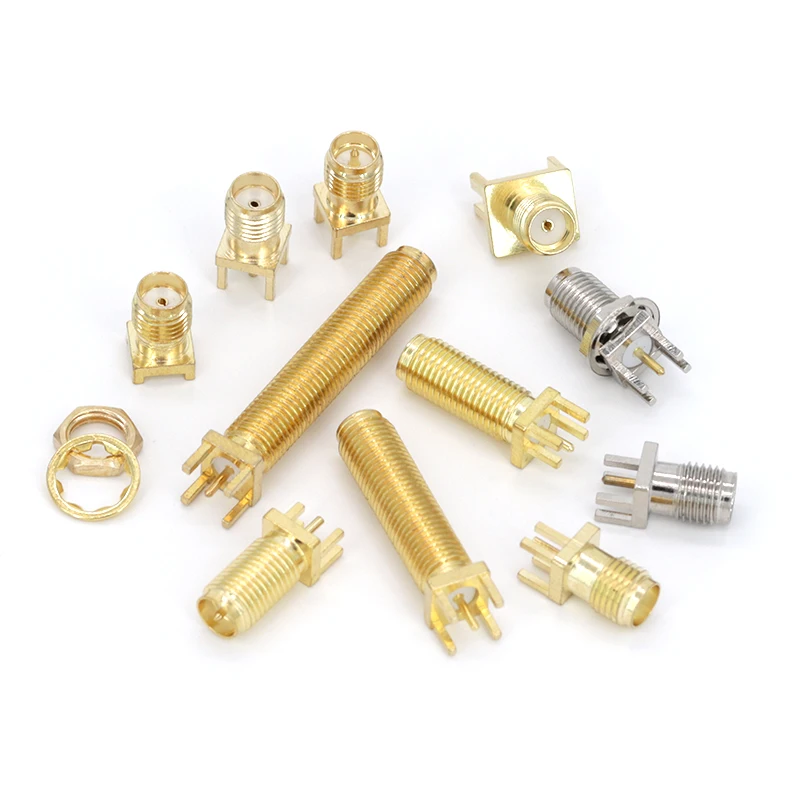 50Pcs SMA-KE Female Jack Adapter SMA Connector RF Copper Connector Soldering Edge Female Connector for PCB Installation ﻿