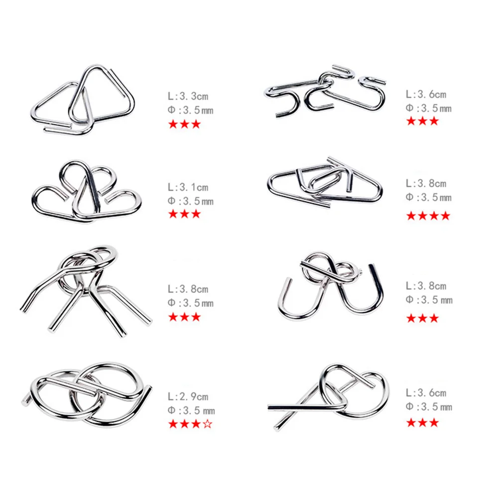 1 قطعة المعادن الدماغ دعابة لغز مجموعة الصينية التقليدية لعبة الذكاء للأطفال الكبار تحدي العقل حلقة لغز مشبك التعليمية