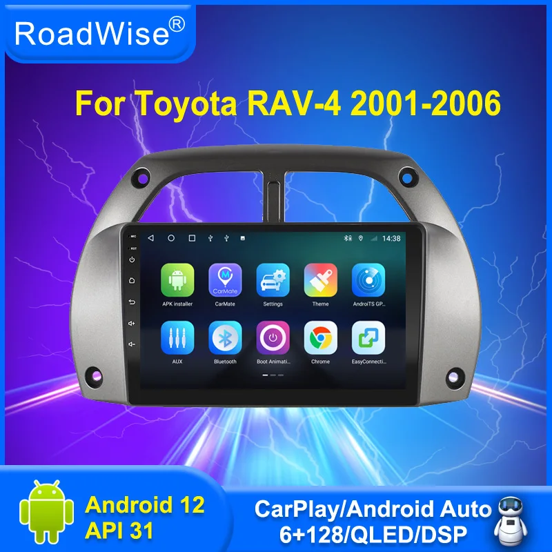 

Roadwise 8+256 Android 12 Car Radio For Toyota RAV4 2001 2002 2003 2004 2005 2006 Multimedia 4G Wifi GPS DSP DVD 2 DIN Autoradio