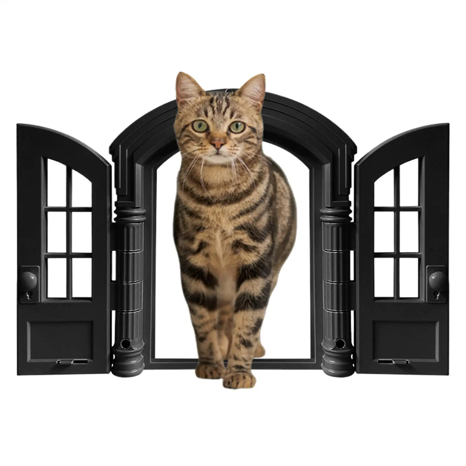 

Двери для домашних животных, защищающие от побега кошек, для щенков и котят, с двойными панелями, во французском стиле, внутренние двери для кошек, 9,45x10,83x2,83 дюйма