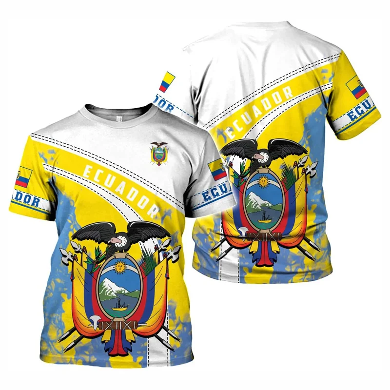 جديد علم الإكوادور تي شيرت الرجال والنساء عادية مستديرة الرقبة كبيرة ملابس بأكمام قصيرة Harajuku الشارع القمم ملابس الشارع الشهير