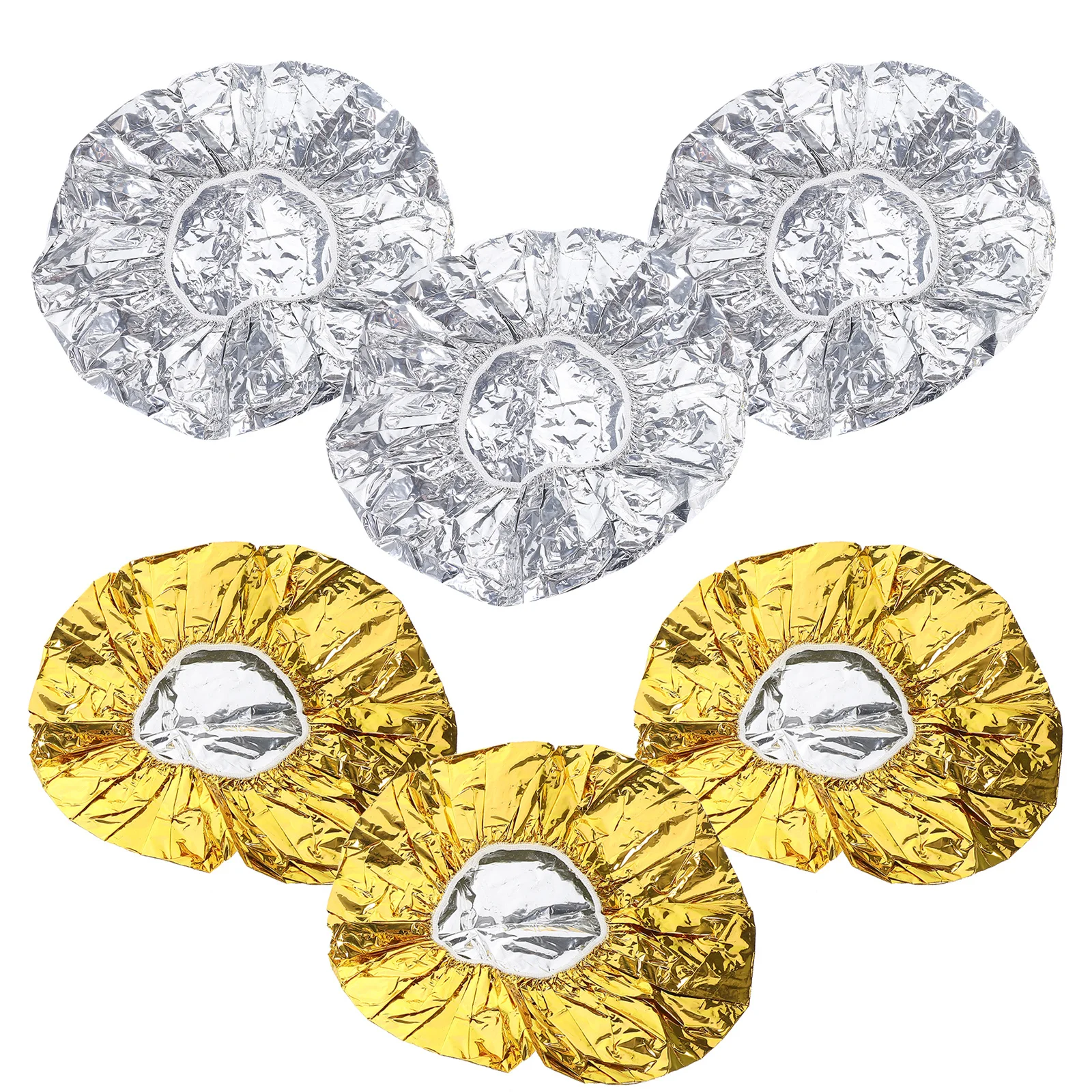 6pcs Heat Insulation Cap Aluminum Foil Hairdressing Cap For Women Dustproof Shower Salon Use Golden Silver Each