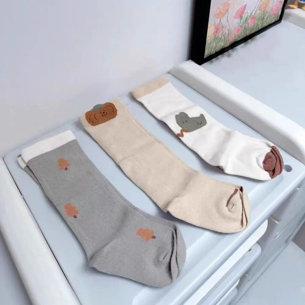 

3Pairs Warm Strawberry Calf Socks Baby Cotton Animals Print Toddle Cotton Stockings Cute Flower Cartoon Above Knee Socks Girls