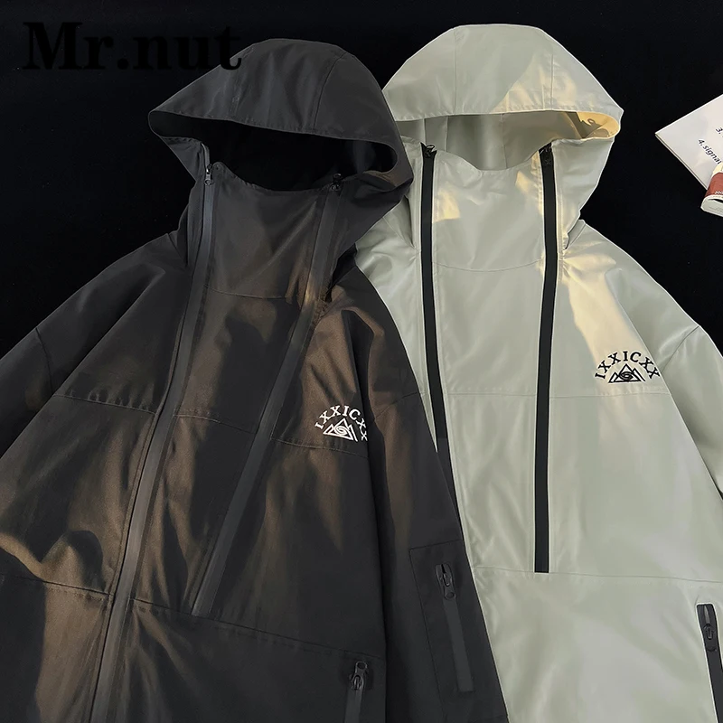 

Mr.nut Windproof Camping Jacket Men Hooded Spring Autumn Waterproof Outdoor Jackets Zipper Y2k Windbreaker Women Loose Clothing