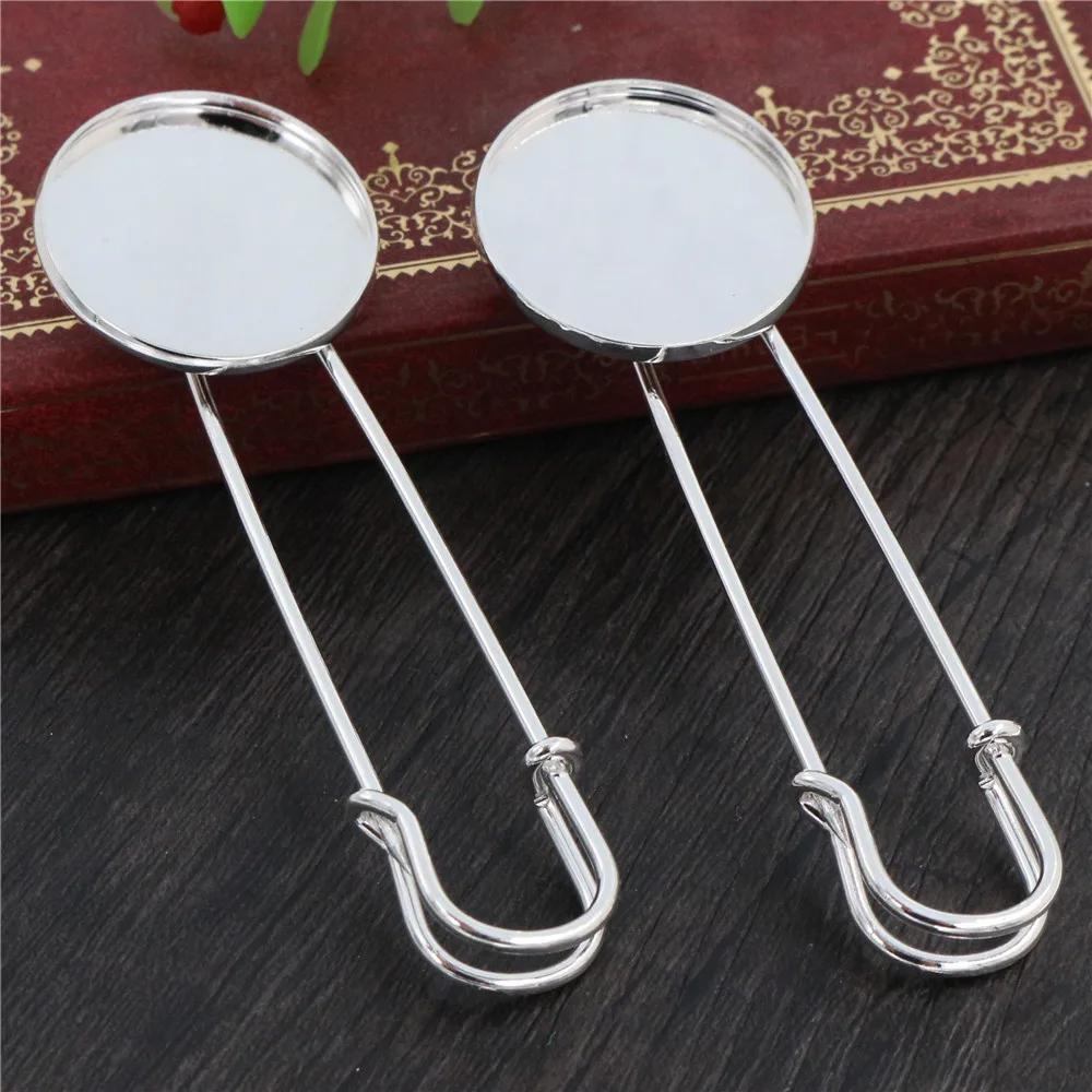 5pcs 25mm 20mm 18mm Inner Size Bright Silver Plated Gold Plated Bronze Brooch Pin Simple Style Cabochon Base Setting Pendant
