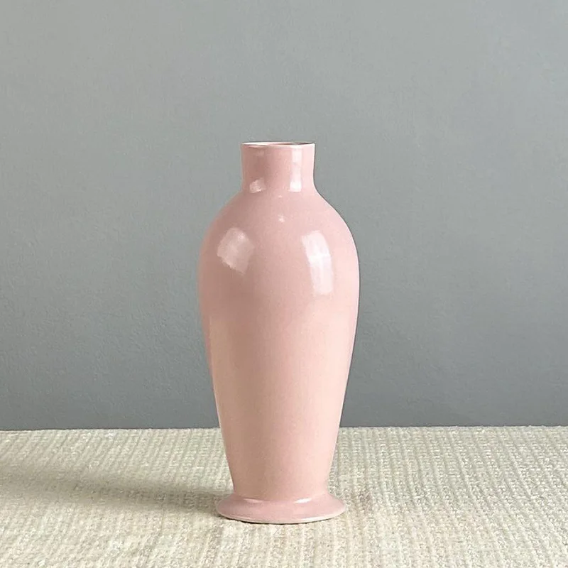 Pink ceramic vases and flower vessels, living room dining table, entryway TV cabinet, soft decoration