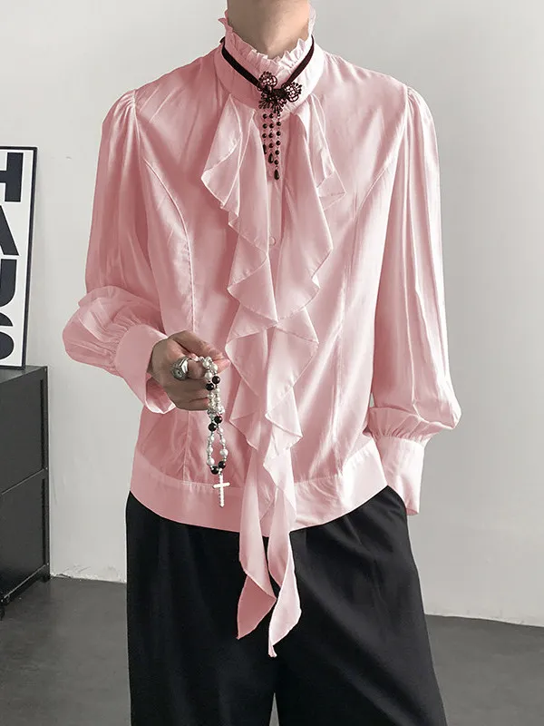 

Мужская длинная све irt, осенне-весенняя одежда со шлейфом на талии, модная одежда для сцены большого размера, повседневная одежда из бамбукового волокна и полиэстера...