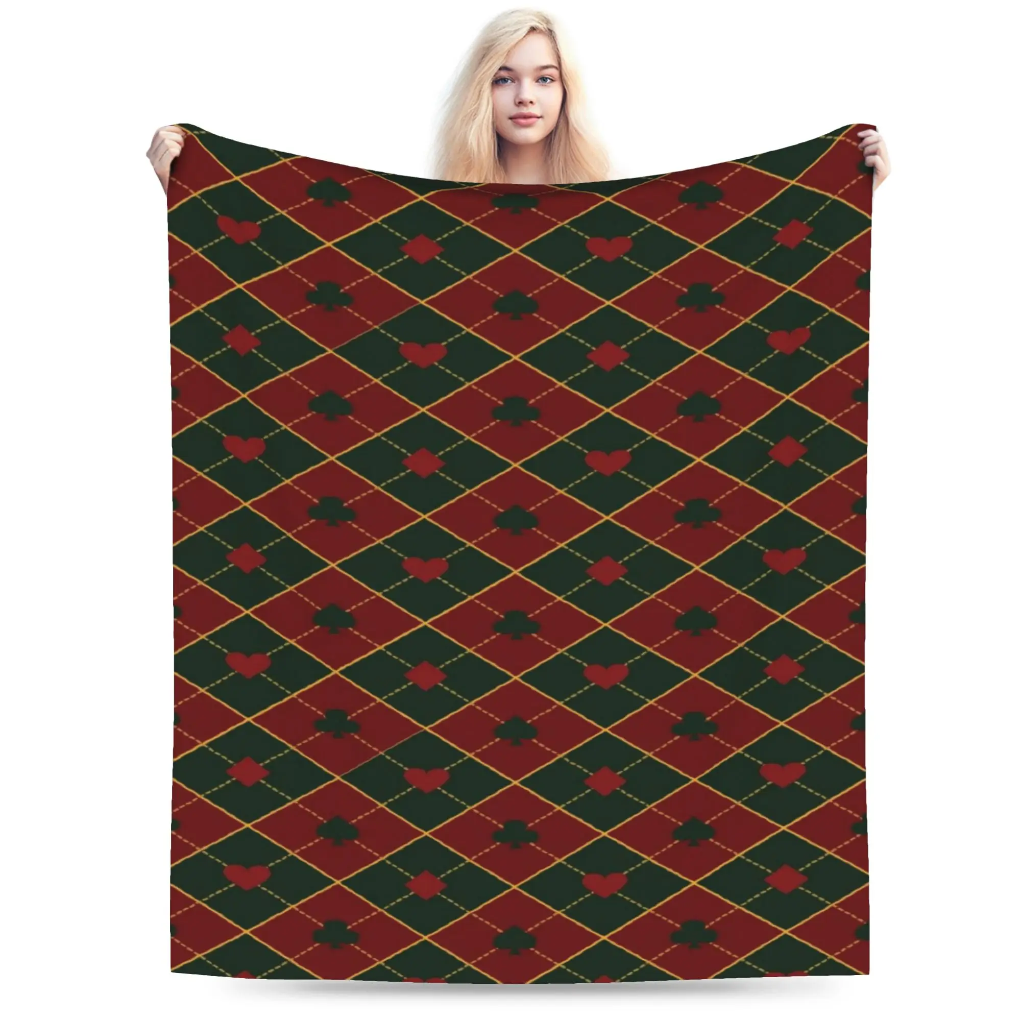 Cozy Playing cards suit symbols Blanket Accessories Room Decorative  Blanket Throw Lightweight Fleece for Bedroom