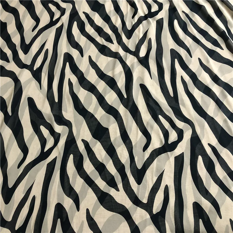 1 meter 100% Mulberry Silk 12 momme georgette Silk Thin Fabric zebra printed 135cm 52.7\