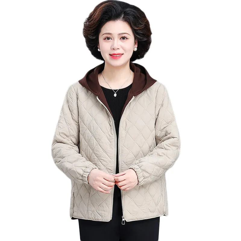 

Spring and Autumn Fashion Women's Cotton Jacket Splicing Hooded Casual Jacket