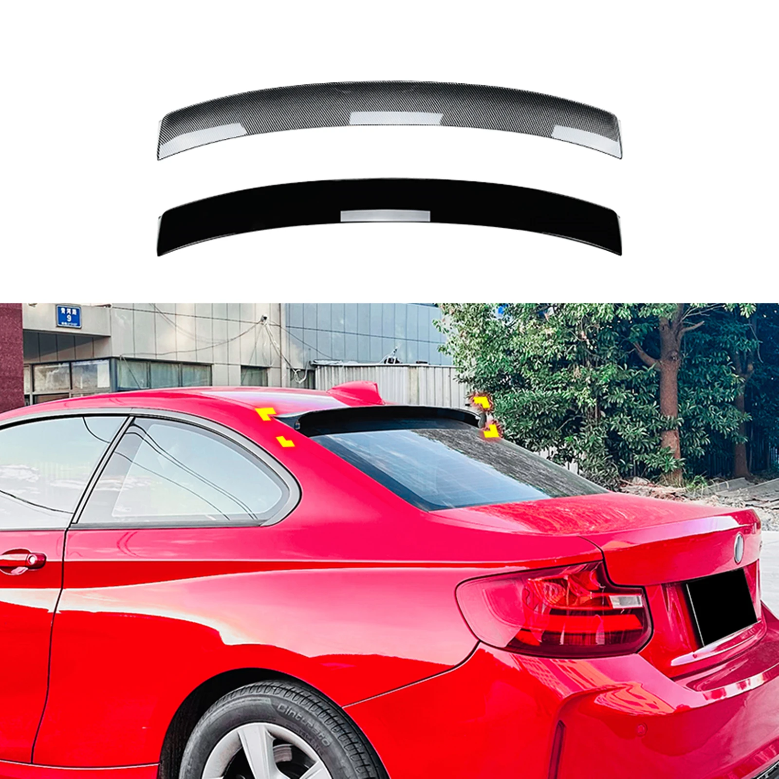 

Rear Roof Spoiler Wing Lip For BMW 2 Series F22 2014 2015 2016 2017 2018 2019 Carbon Fiber Look/Gloss Black Trunk Upper Splitter