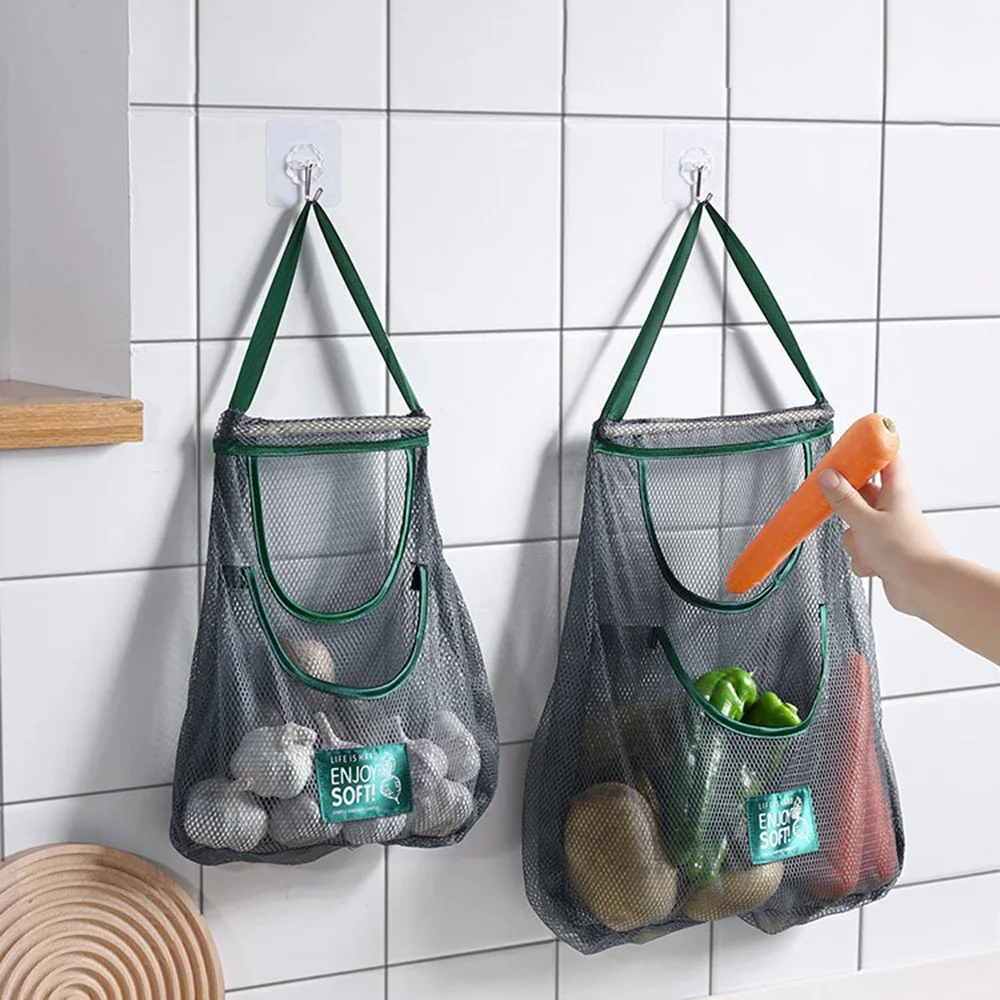 

Lazy Corner Fruit and Vegetable Hanging Bag Kitchen Wall Hanging Garlic Net Bag Onion and Ginger Storage Bag with Fruit and Vege