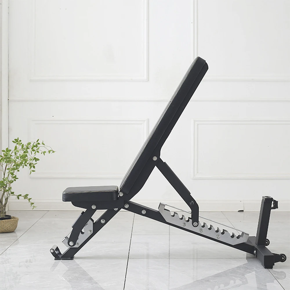 Bancos ajustables con mancuernas planas plegables comerciales, banco de entrenamiento de gimnasia en casa, asiento de acero cómodo para entrenamiento físico corporal