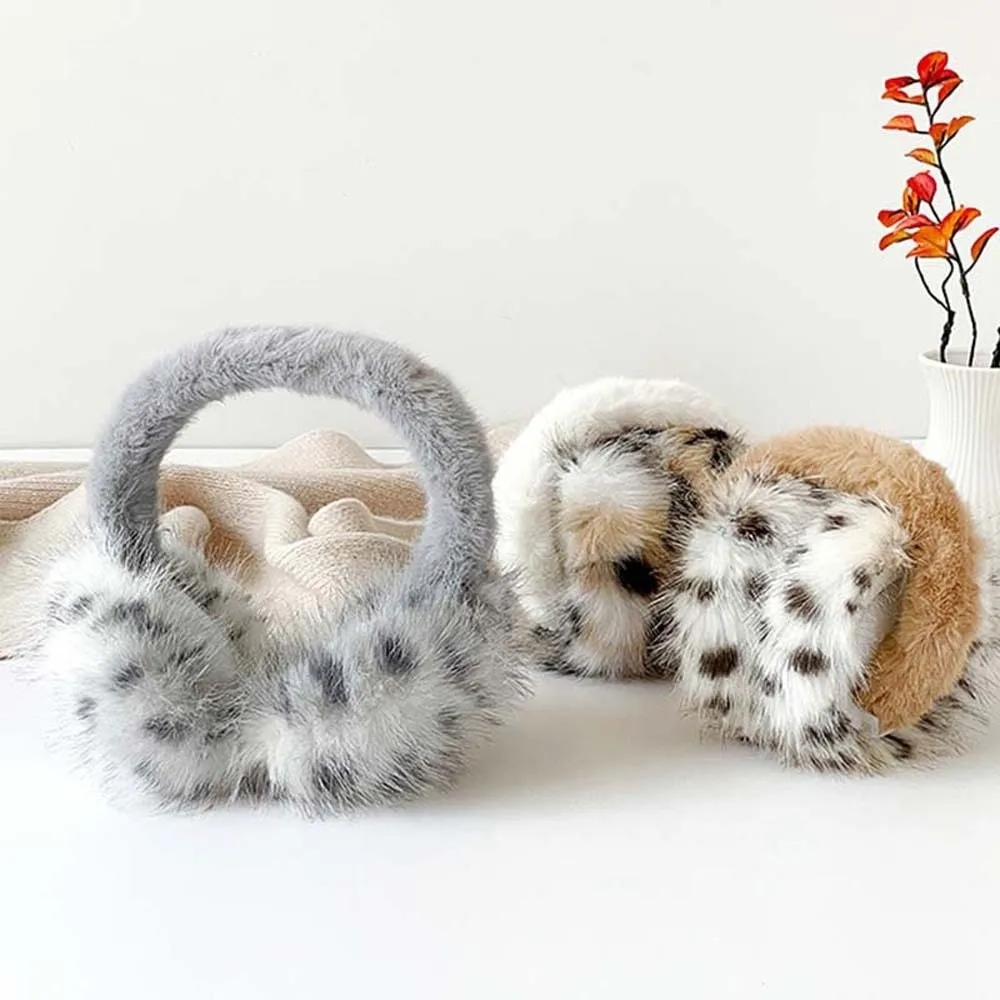 العصرية يندبروف ليوبارد طباعة غطاء للأذنين الكورية نمط طوي غطاء للأذن لينة البوليستر الشتاء رشاقته إيرفلاب التزلج