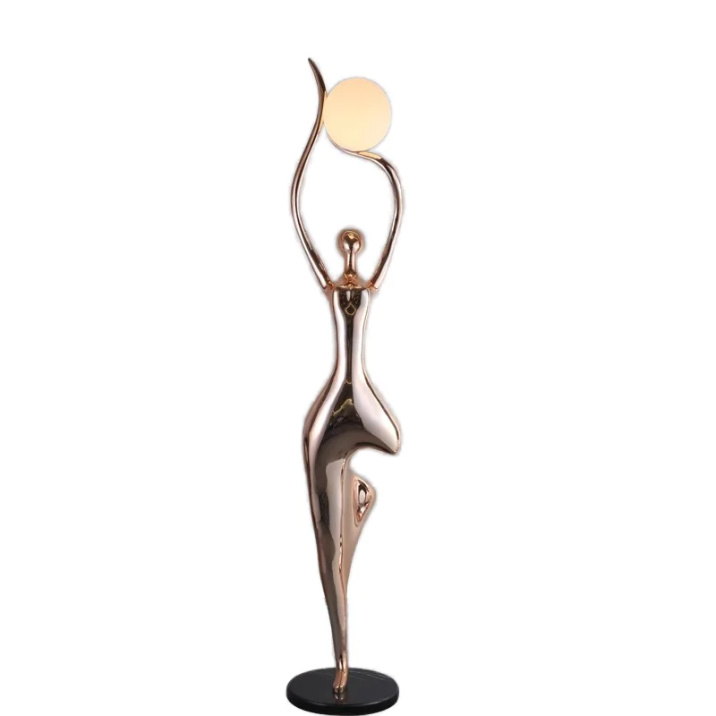 Modern Fiberglass Resin Human Shaped Ball Hugger Sculpture LED Light Indoor Floor Lamp For Home Room Dining Kitchen Lighting