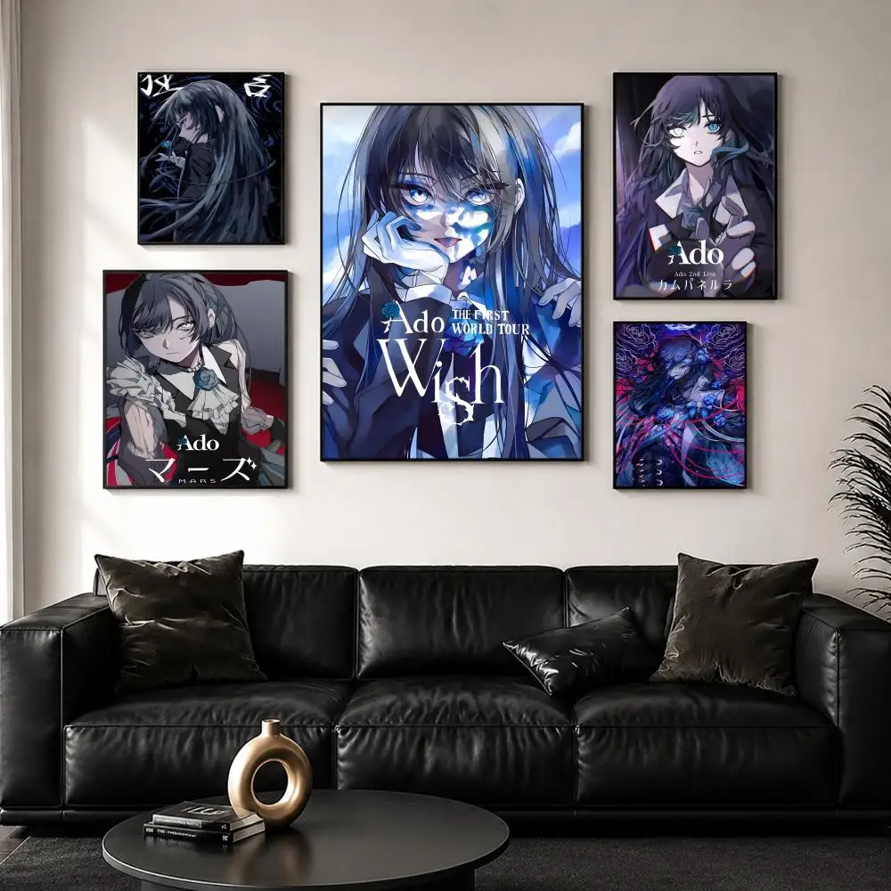 A-Ado V-Virtual Singer Popular Painting Calligraphy Wall Art Canvas Poster Premium Home Decor Print for Living Room Bedroom