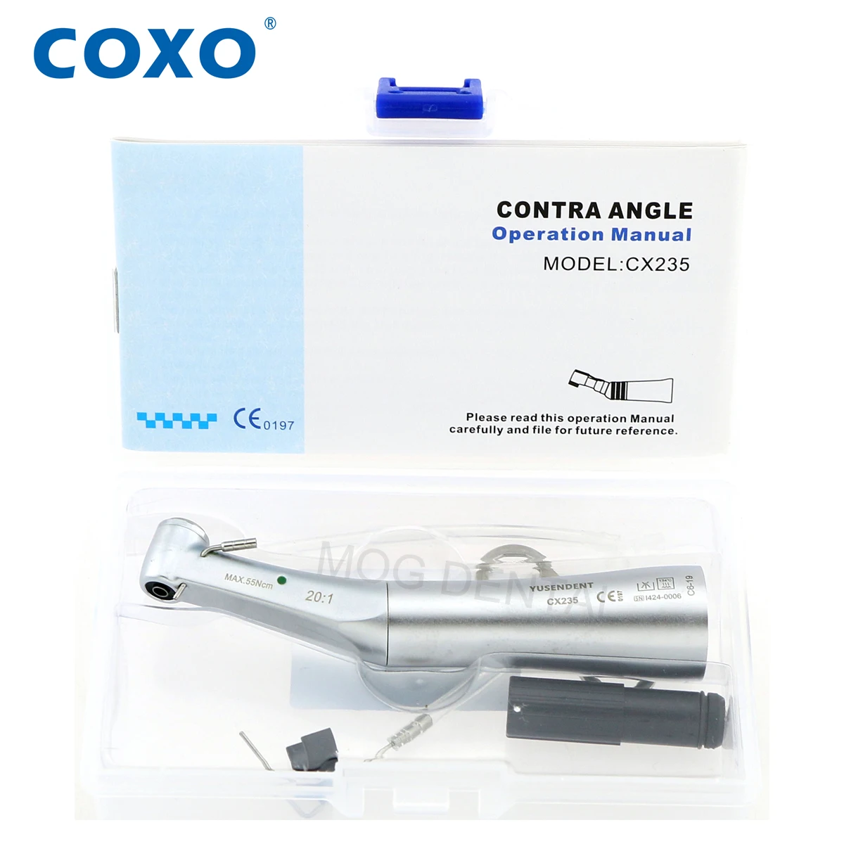 COXO Dental Fiber Optic 20:1 Reduction Implant Low Speed Handpiece Push Button Contra Angle Handpiece CX235C6-19 Fit KAVO NSK WH