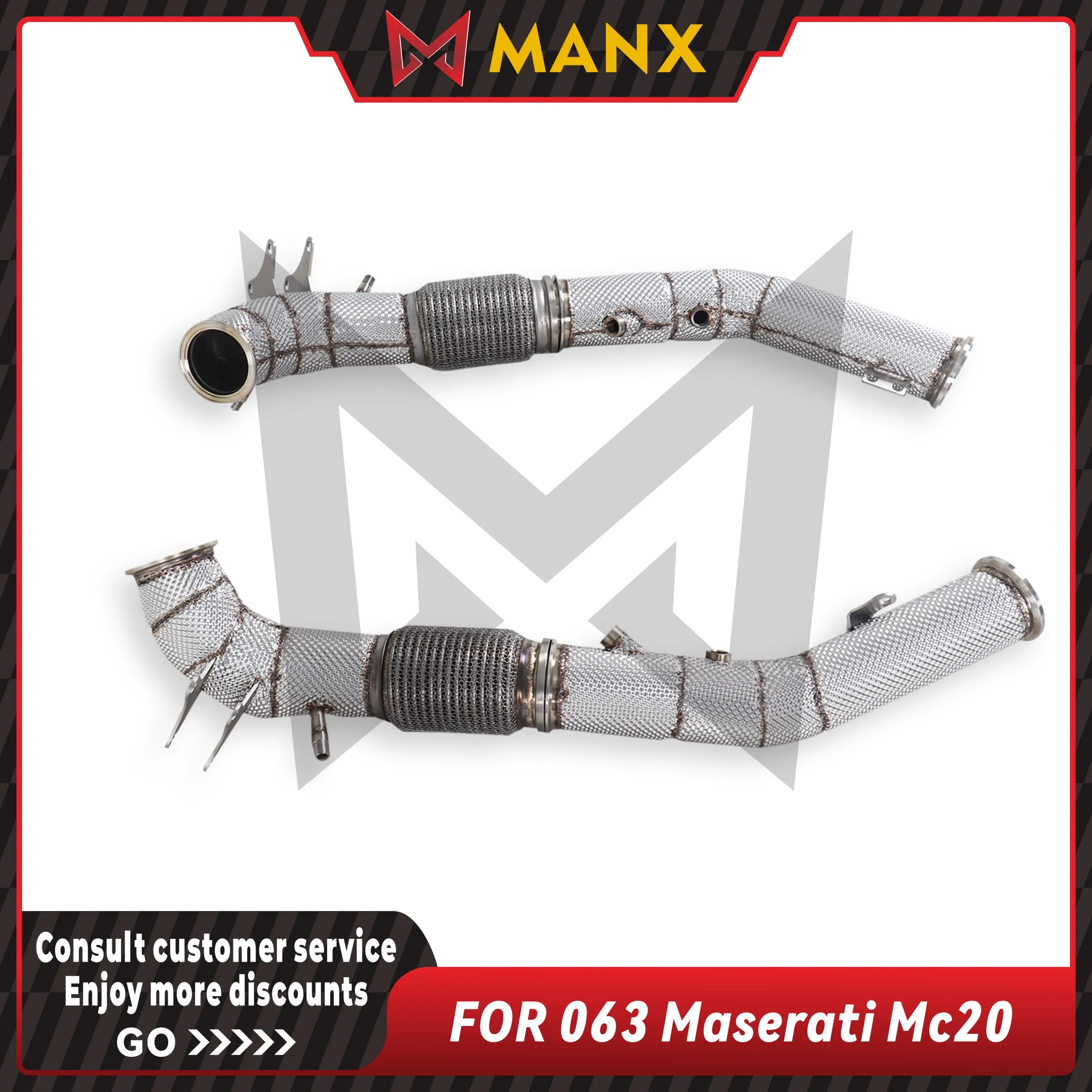 Suitable for Maserati MC20 Stainless steels Downpipe Performance Exhaust fitting with heat shield Lossless installation