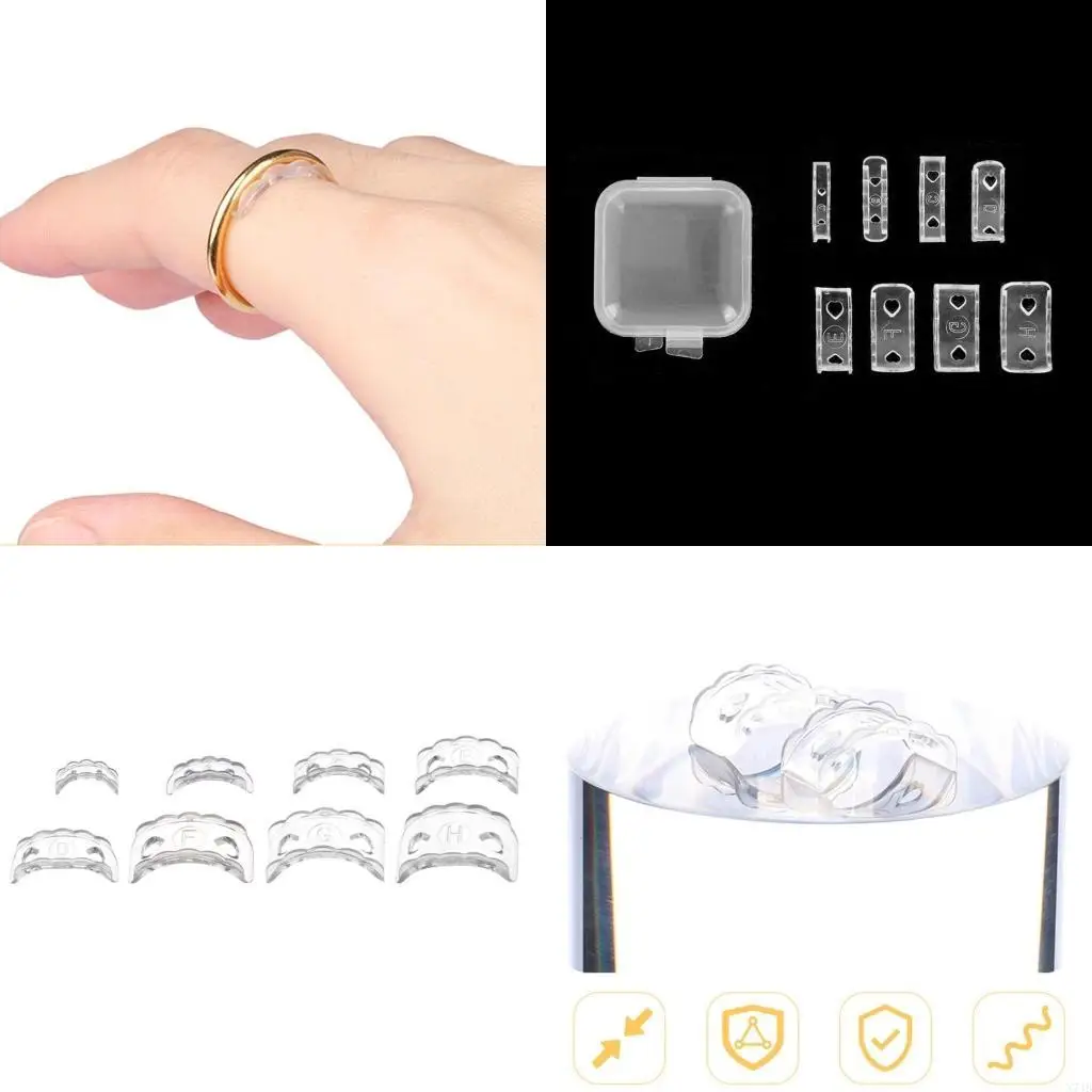 

8Pieces Indispensable Jewelry Sizing Companion Silicone Ring Adjusters Silicone Texture for Enhanced Fit and Comfort