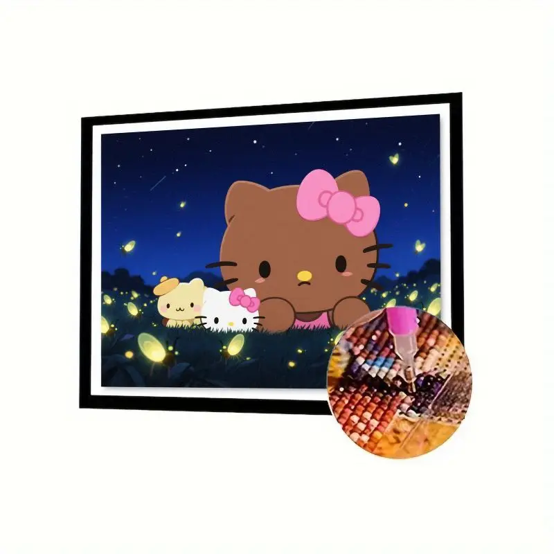 

1 шт. 5D DIY Набор для алмазной живописи «Hello Kitty», полная дрель, вышивка стразами для взрослых и детей, милый мультяшный коричневый и белый цвет