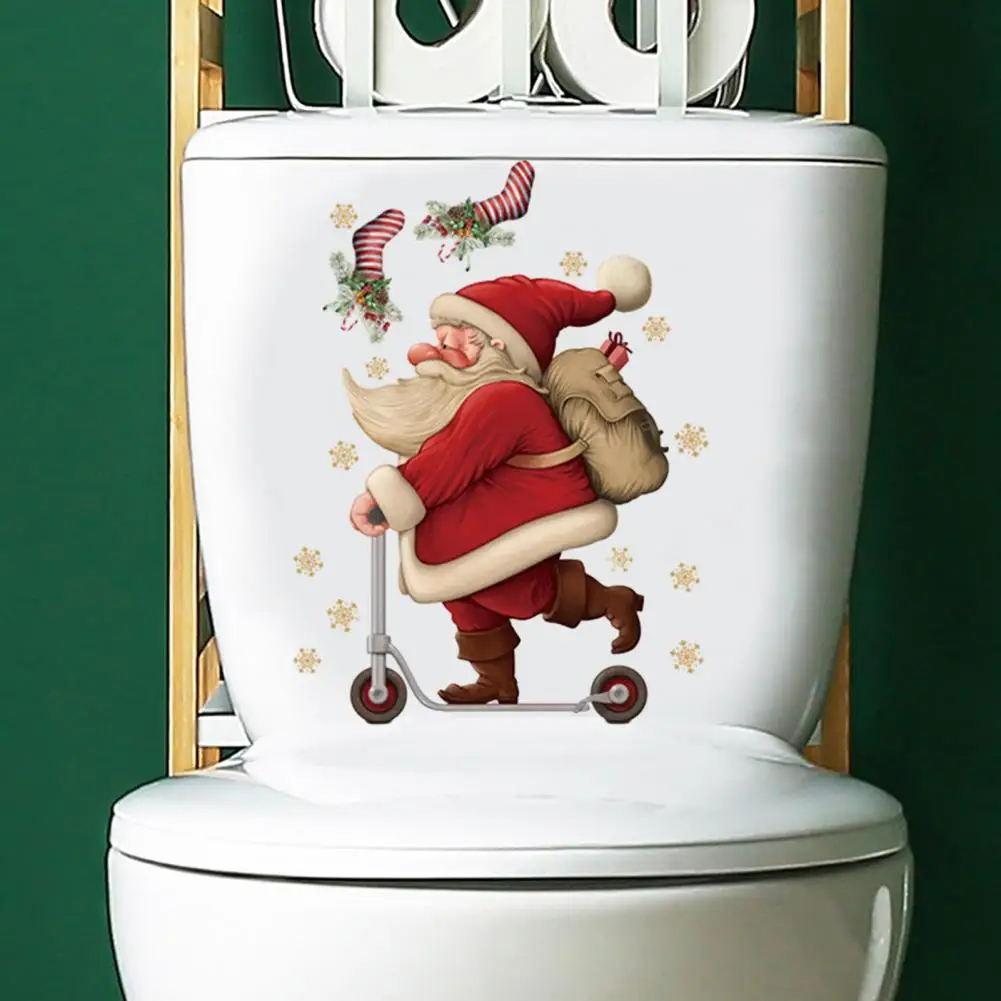 Santa Claus Toilet Sticker Festive Christmas Decoration Toilet Decal for Unique Eye-Catching Bathroom