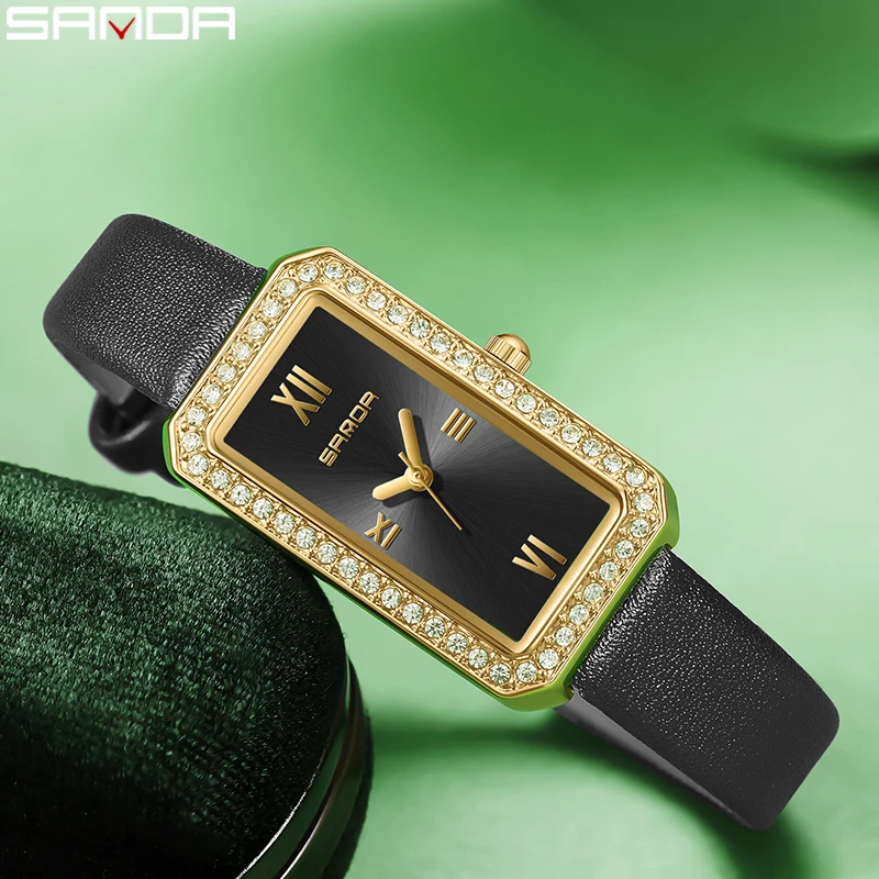 SANDA 1122 Trendy Design Hot Sale Women Watch Rectangle Dial Waterproof Quartz Business Lady Analog Wristwatch Relogio Feminino