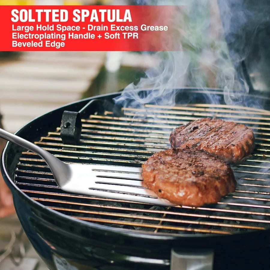 ملحقات الشواية مجموعة شواء شديدة التحمل هدايا للرجال والنساء قسط الفولاذ المقاوم للصدأ ملعقة شوكة فرشاة ملقط أواني الشواء أيضًا