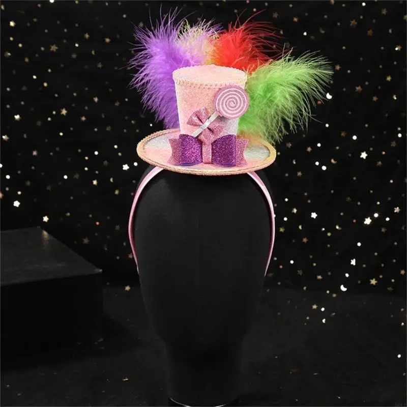 50LE Carnivals Party Hat Headpiece for All Age Person Creative Birthday Headwear Top Hat Hairhoop Holiday Festival Headdress