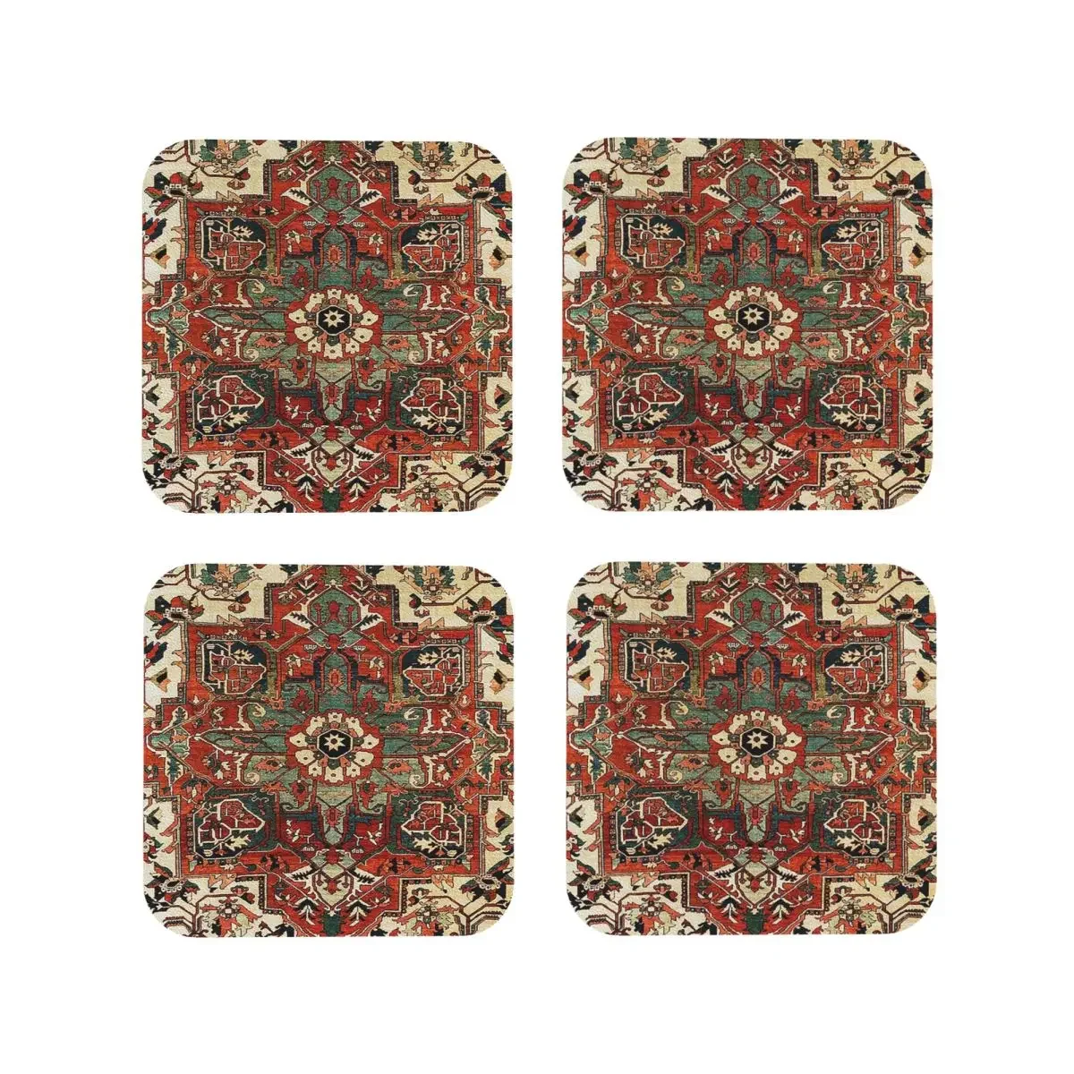 

Antique Persian Heriz Rug Print Coasters Kitchen Placemats Insulation Cup Coffee Mats For Decor Home Tableware Pads Set of 4