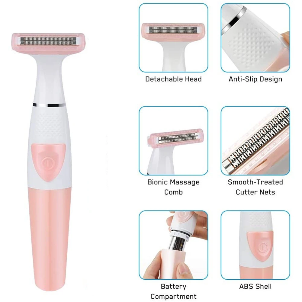 Barbeador elétrico feminino trimmer kit precisão facial à prova dwet água molhado/seco depilatório dispositivo para facial corpo bikini depilação máquina