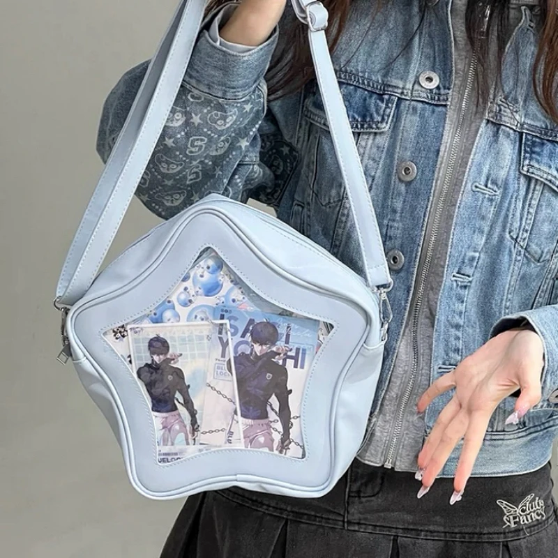 Y2K Cute Five Star Ita Bag Women Sweet Trend Crossbody Bag Popular Girl Transparent Bag Kawaii Personality Display Shoulder Bags