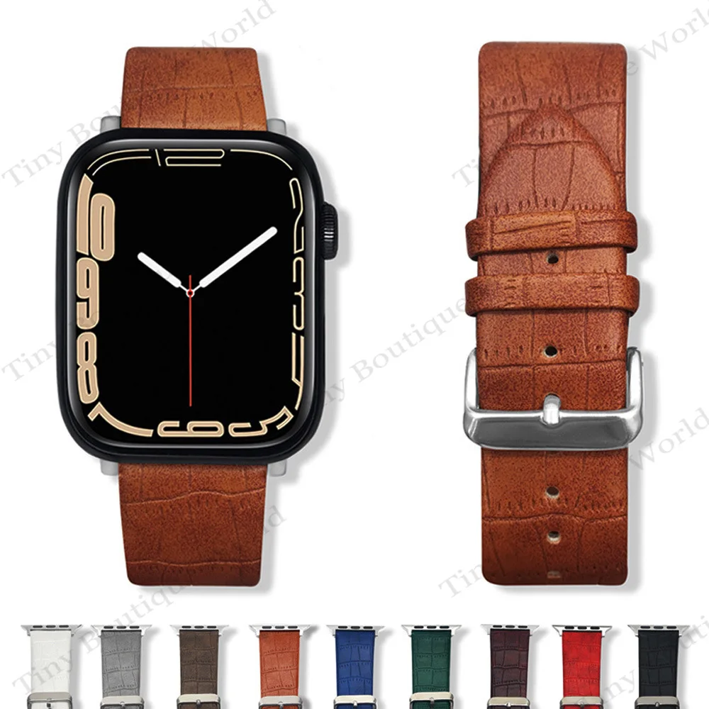 Leather Strap for Apple Watch Band 41mm 45mm 38mm 42mm 40/44mm Correa Watchband Iwatch Series 7 SE 6 5 4 3 2 1 Replace Bracelet