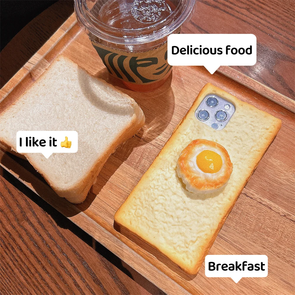 Toast Bread Breakfast iPhone Case Suitable for 15 14 13 12 11 Pro Max 7 8plus XS Max X XR 13 Mini Stand Protective Back Cover