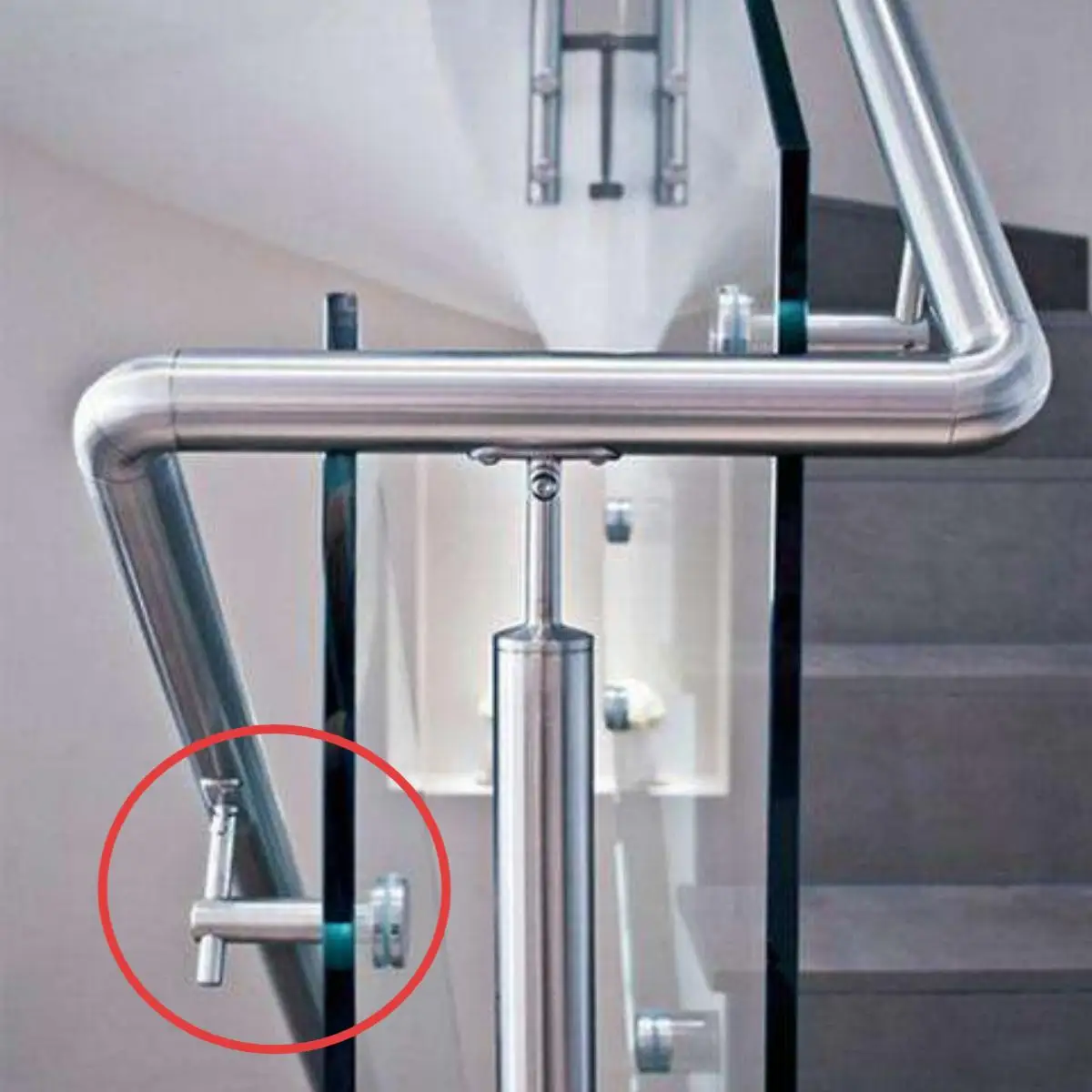 304 Stainless Steel Stair Glass Railing Balustrade 42.4mm Adjustable Handrail Bracket Glass Bracket for 12-30 mm Glass