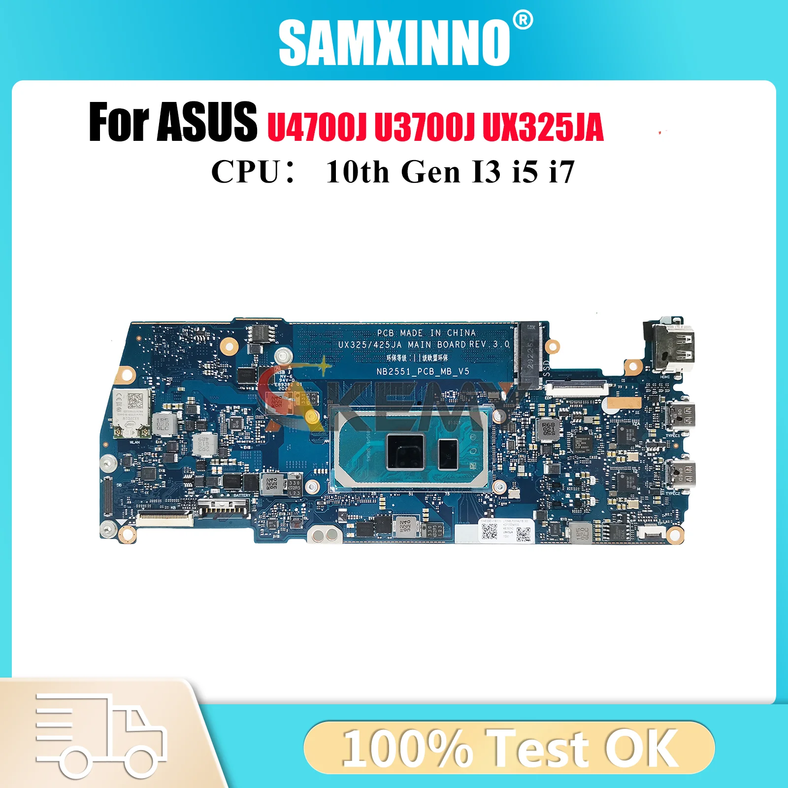 

UX325JA Материнская плата для ноутбука ASUS ZenBook U3700J UX325JA UX325J U4700J Материнская плата для ноутбука с 10-го поколения I3 i5 i7 100% тест в порядке