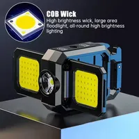 COB Work Light USB Rechargeable Lamp Flashlight Mini Keychain Light with 90° Foldable Side Lights Super Bright Portable Lanterns