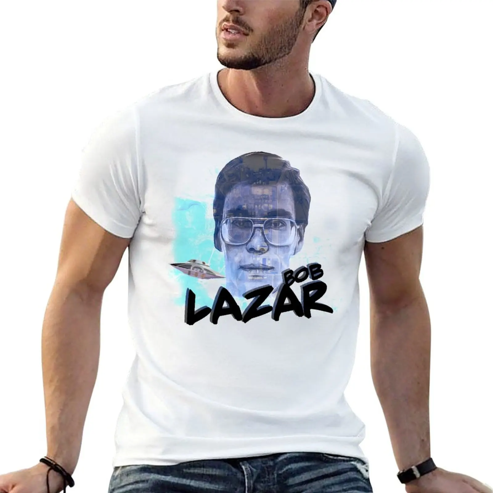bob lazar area 51 print T-Shirt Work Wear Simple Tee Shirt