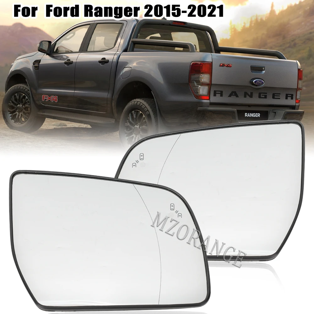 Side Mirror Glass for Ford Ranger PX1 PX2 15-21 Shaker UA 15-21 US Version 2019-2022 Blind Spots Heated Door Wing mirrors Lens