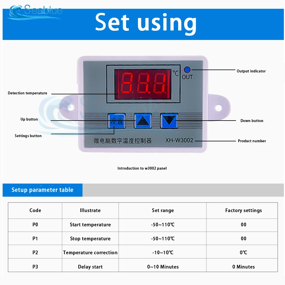 W3002 Display digitale regolatore di temperatura termostato interruttore termometro Microcomputer termoregolatore DC 12V 24V AC 110-220V