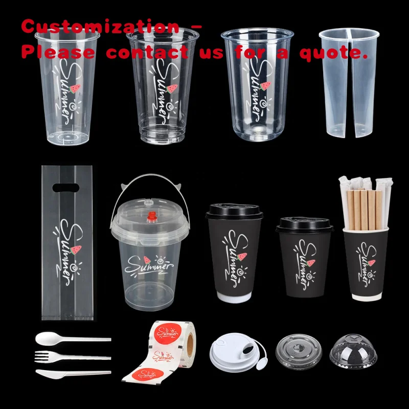 

custom.LOKYO Transparent Personalized Take Away 32oz Boba Cups Bubble Tea Custom Plastic Disposable Cup